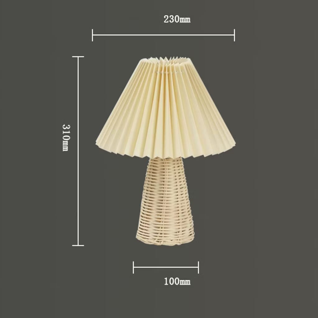 Luminária Plissada com Base de Rattan